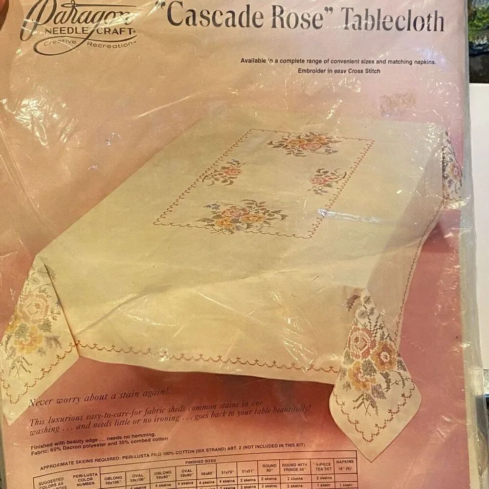 Vintage Paragon Needlecraft Tablecloth Cascade Rose NIP